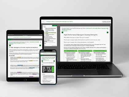 Strengths-Based Coaching With Managers and Teams Kit (Digital) displayed on multiple devices.