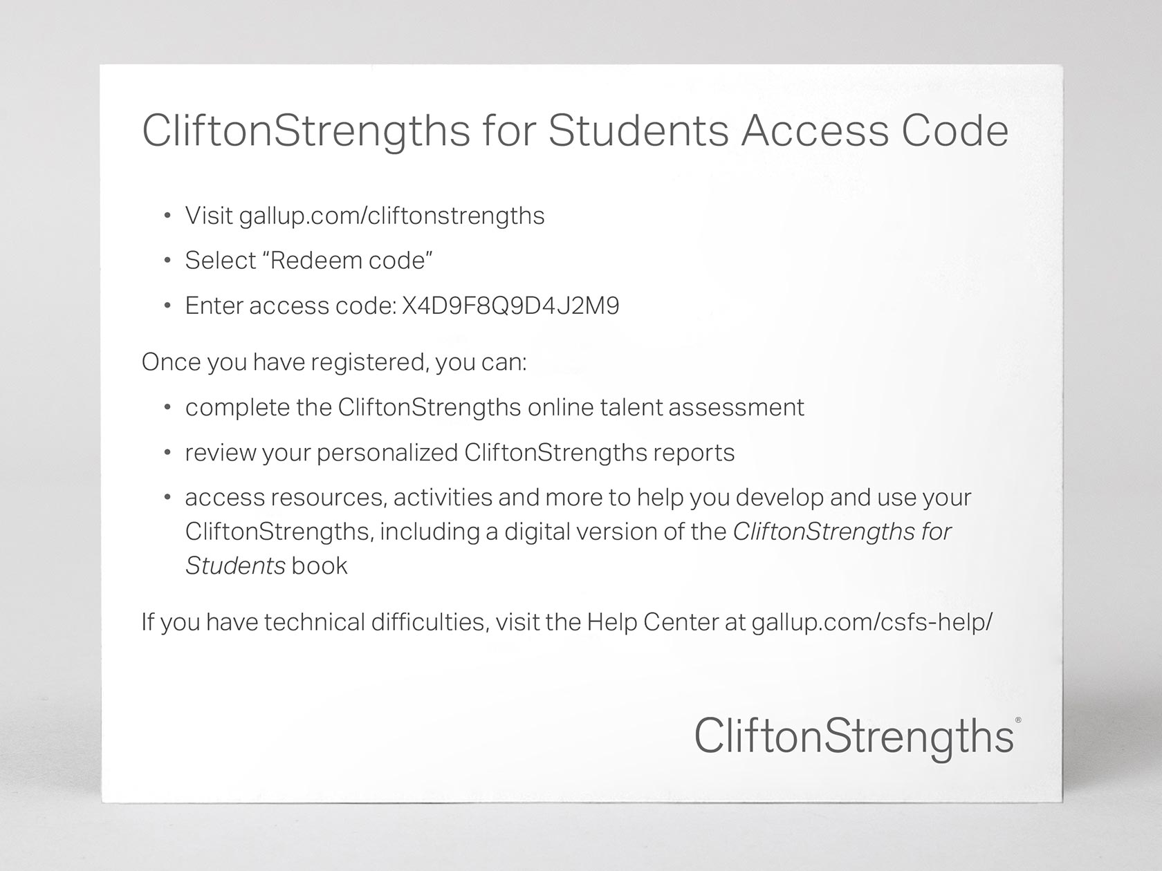 CliftonStrengths for Students Access Code Retail Card (Set of 20) | en-us -  Gallup