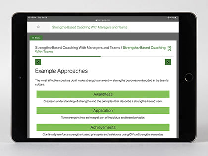 Digital kit displayed on device, featuring the Example Approaches page.
