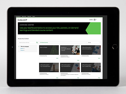 It’s the Manager strengths and engagement on-demand learning displayed on a device.